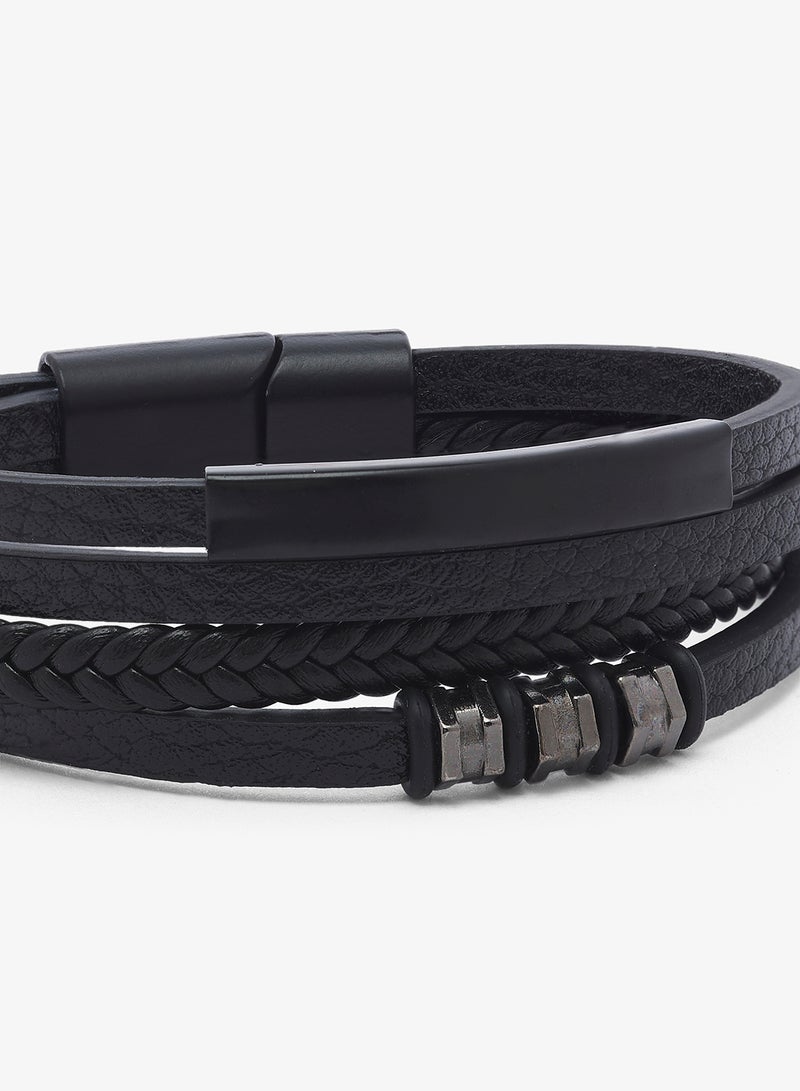 Seventy Five 4-Layer Leather Bracelet with Magnetic Clasp - Image 3